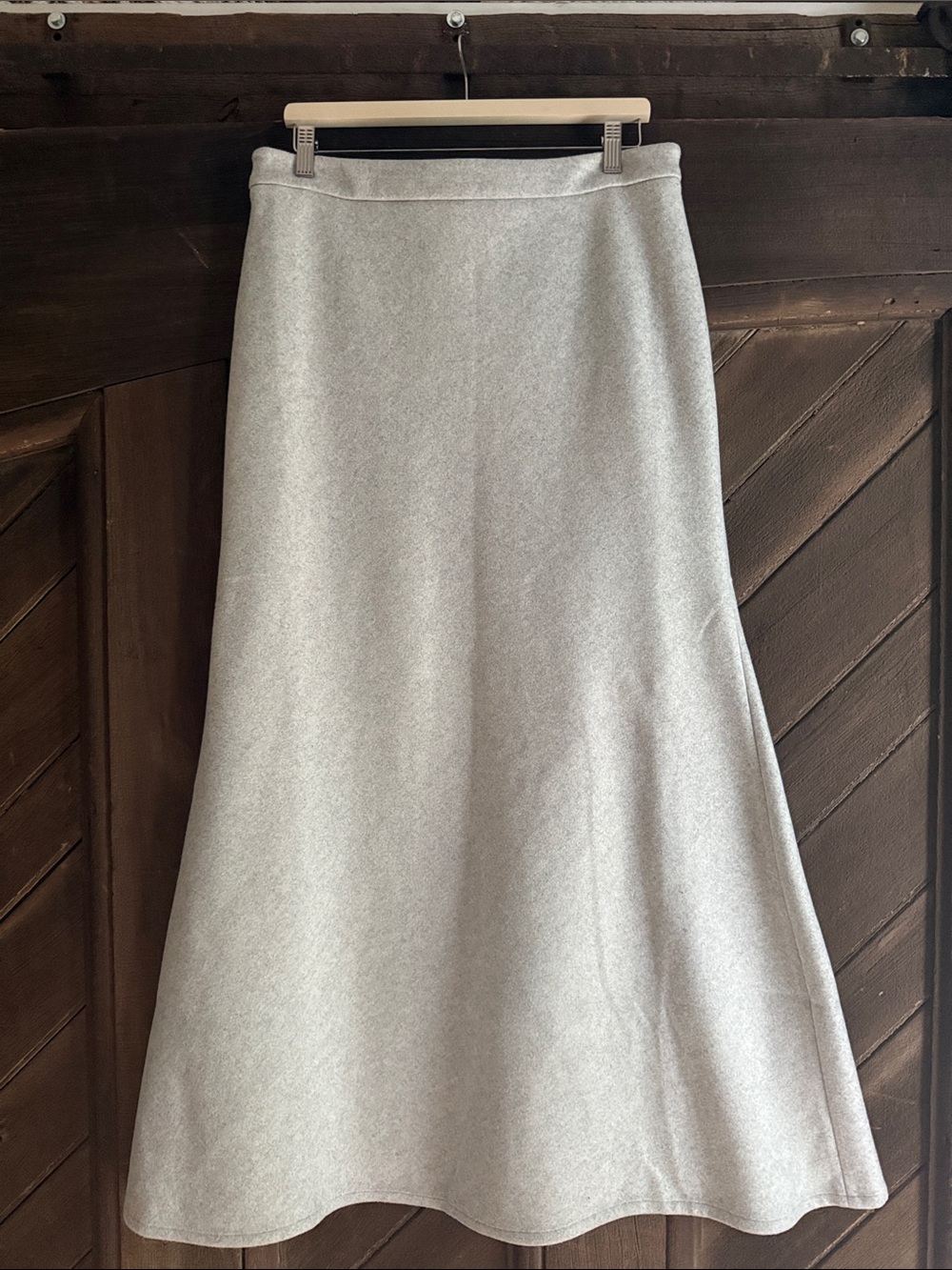 Classic A-Line Midi Skirt in Light Gray